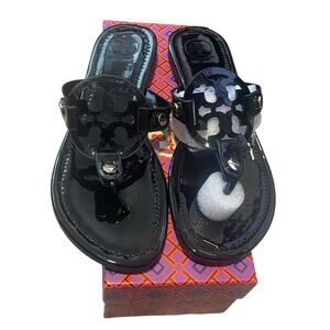 Tory Burch Miller Perfect Black Womens Sandal Patent Leather Thong